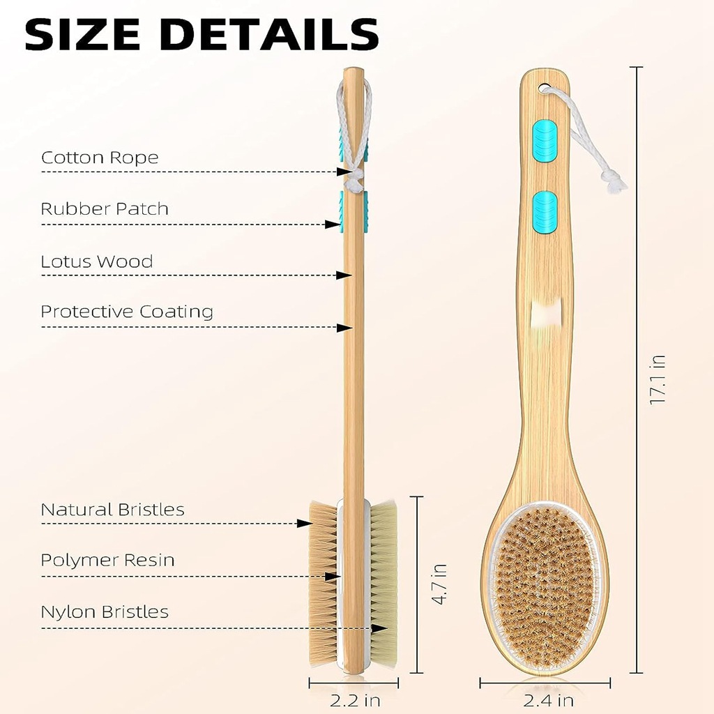 Back Scrubber for Shower, Long - Dry Brush Body ulasan dan harga